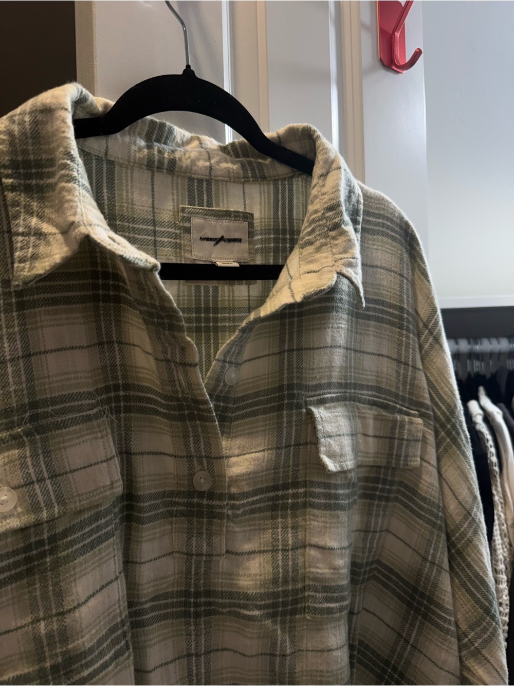 American Eagle Quarter Button Flannel - Picture 2 of 7